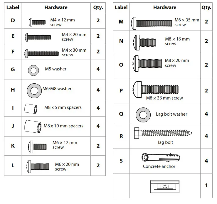 DYNEX DX-DTVMFP12 TV Wall Mount - TV Hardware Bag
