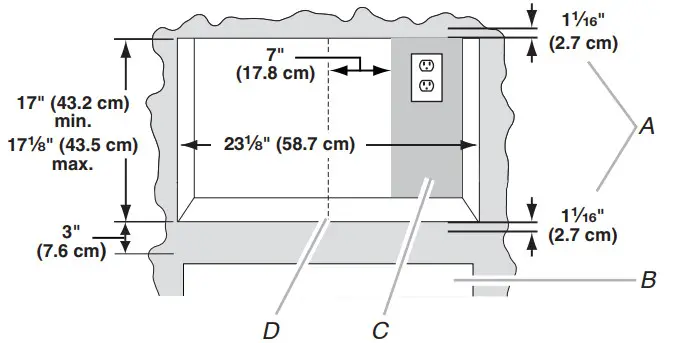 KitchenAid MKC2157 Microwave Oven Built in Trim Kit - Required Cutout Dimensions