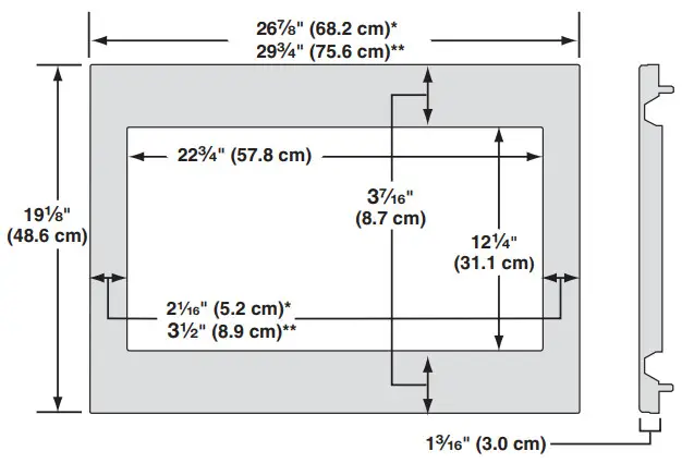 KitchenAid MKC2157 Microwave Oven Built in Trim Kit - Trim Kit Frame Dimensions