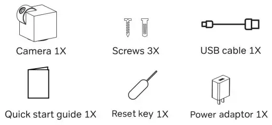 Laxihub P1 Smart Indoor Pan Tilt Wi Fi Camera - package list