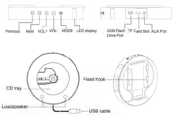 Shenzhen-Yirui-Youpin-Technology-YR-Q300-Wall-Mountable-Bluetooth-CD-Player-3