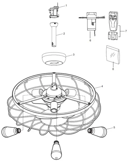 ARRANMORE LIGHTING AND FAN AR-2281 Santiago Ceiling Fan - Illustration