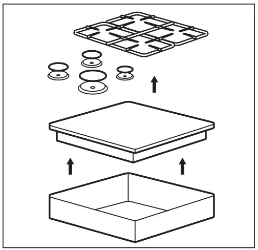 AEG HKB64029UM Flush Burner Gas Hob 60 cm - Assembly 1