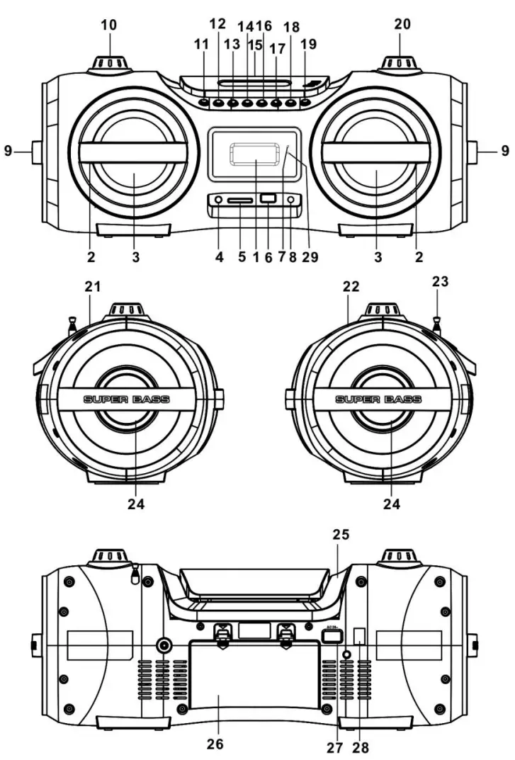HYUNDAI TRC 191 DRSU3 PORTABLE STEREO RADIO - Fig 1