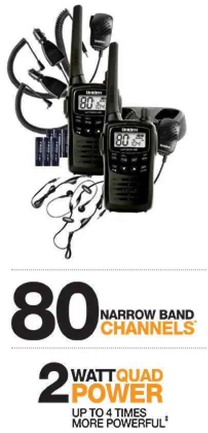 Uniden 80 Channels Ultra Compact 2 Watt UHF Handheld Radio --