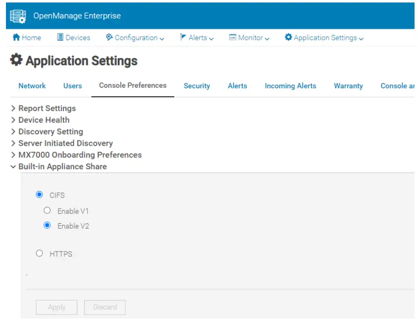 Configuring the built-in network share