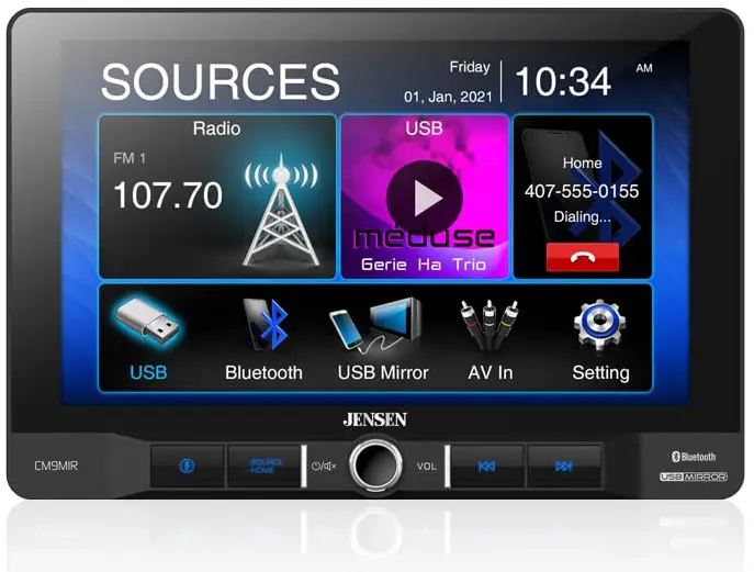 JENSEN CM9MIR 9-Inch Multimedia Receiver with USB Screen Mirroring