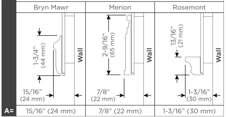 robern DM2040 Main Line Series Framed Mirror - Dimensions projected from wall