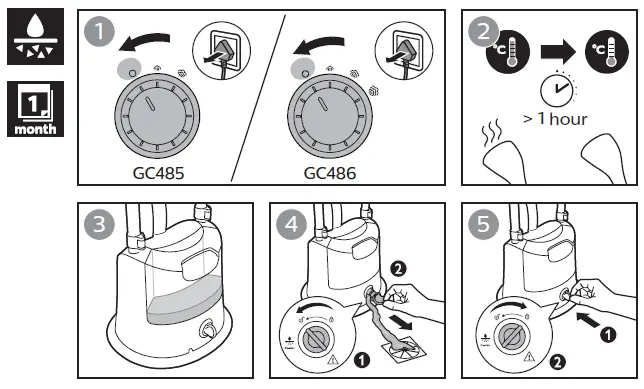 PHILIPS GC485, GC486 Stand Steamer 4