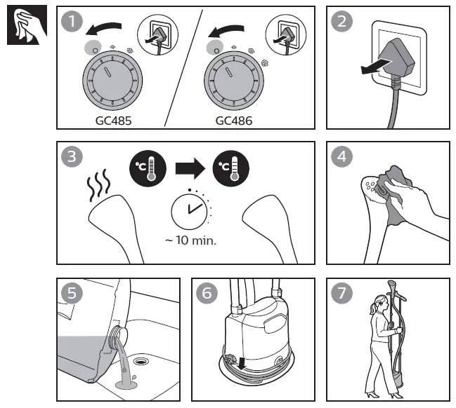 PHILIPS GC485, GC486 Stand Steamer 5