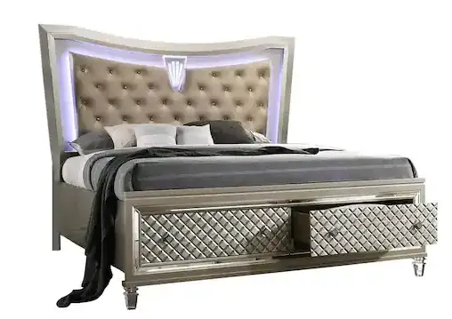 Best-Quality-Furniture-VEN-EK4N-Venetian-5-Piece-Champagne-Eastern-King-Bedroom Set-PRODUCT