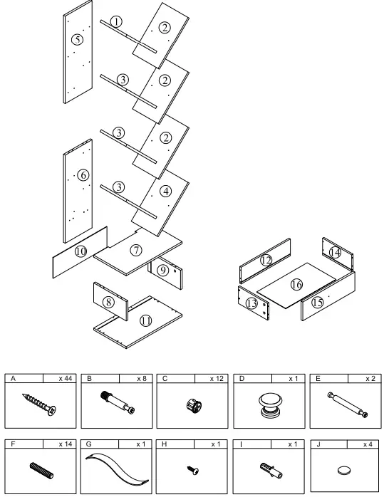 Siavonce LY-Y-FX131 Height Brown Wood Four Shelves Standard Bookcasev-FIG2