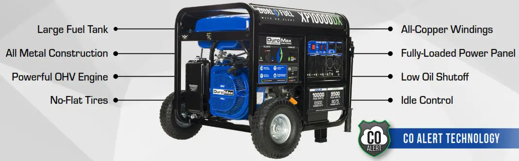DuroMax XP10000DX Dual Fuel Portable Generator - FEATURES