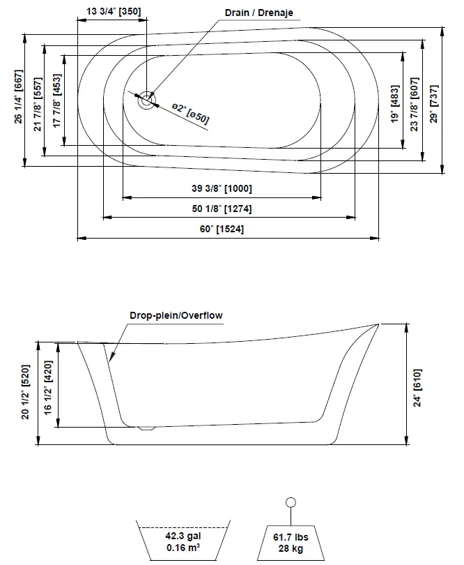 HOME DECORATORS COLLECTION GBBA019 CONISTON 60 in Acrylic Freestanding 01