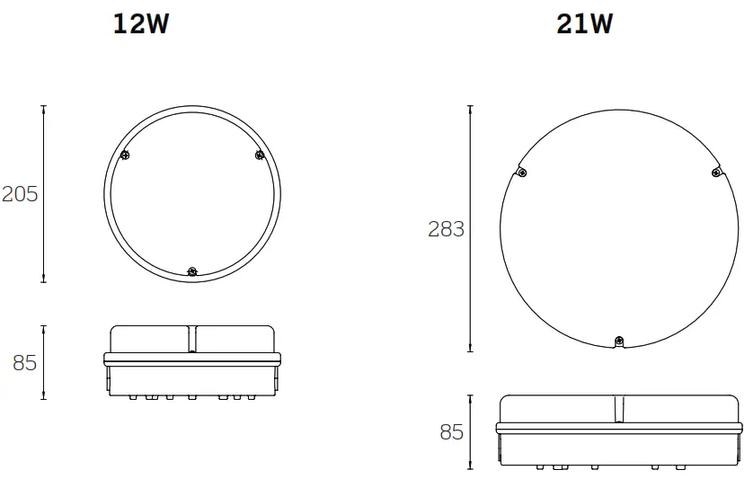 JCC Lighting JC23412EMWOP RadiaLED Mains - Dimensions