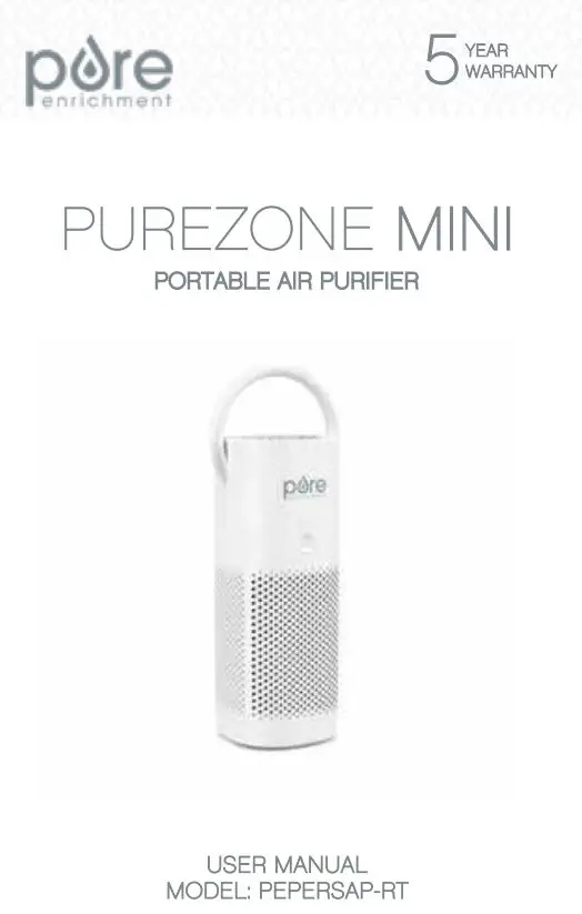 pore PEPERSAP-RT PUREZONE MINI Portable Air Purifier User Manual