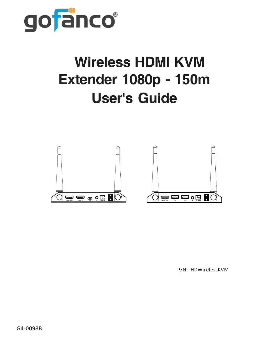 gofanco Wireless HDMI KVM Extender 1080p - 150m User Guide