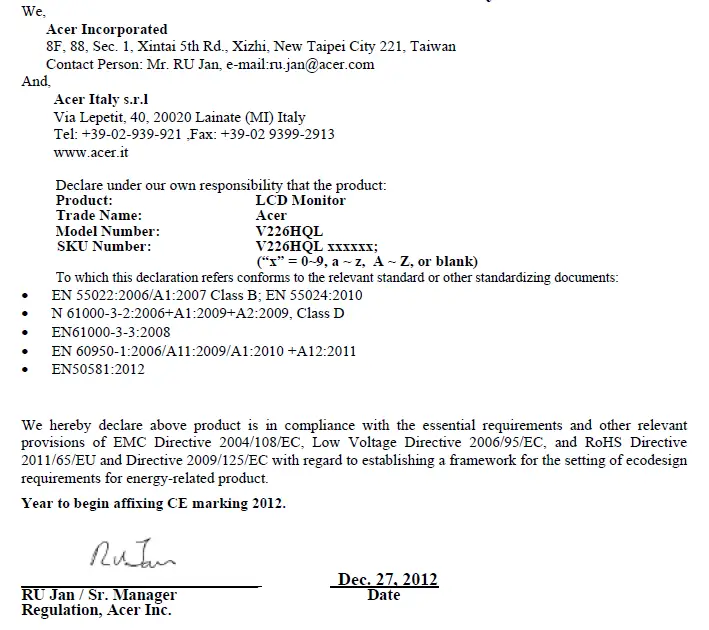 Acer-V226HQL-LCD-Monitor-FIG-1