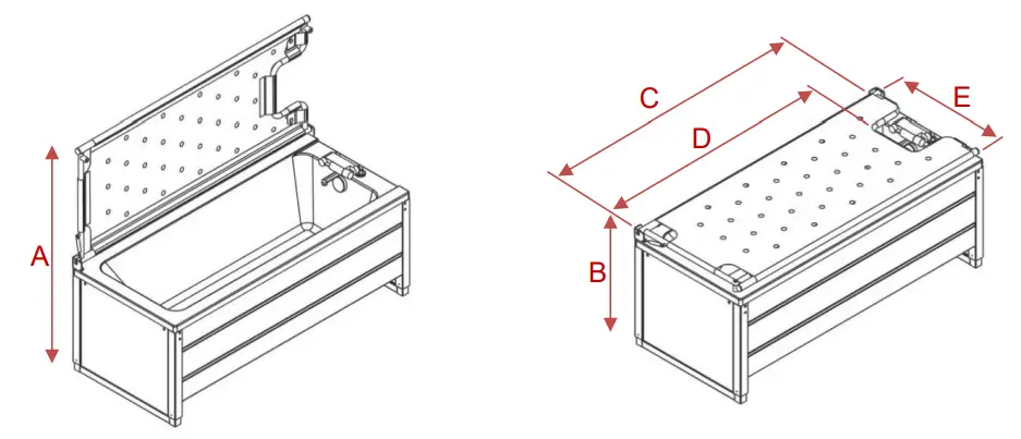 ROPOX Height Adjustable Bathtub - Dimension 2