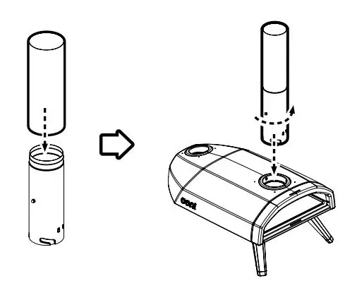 ooni Fyra 12 Wood Pellet Pizza Oven User Manual - Insert chimney and lock in place