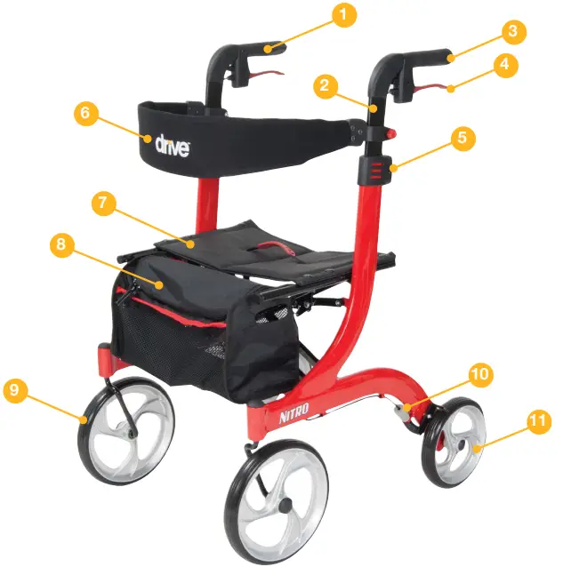 drive RTL10266WT Nitro Rollator -