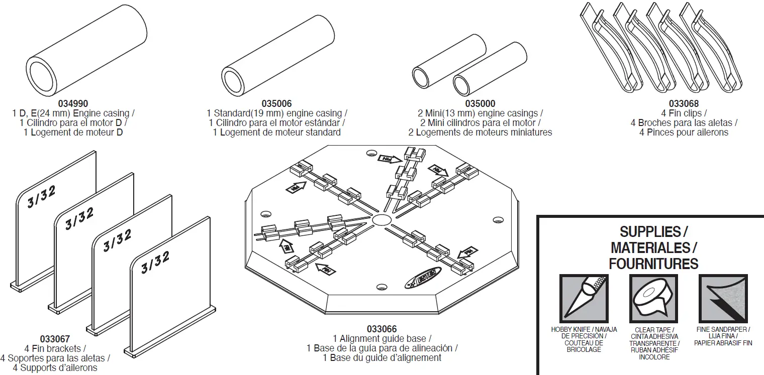 ESTES 2231 Model Rocket Kit Alignment Guide parts