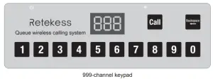 RETEKESS T111 Queue Wireless Calling System - Keypad