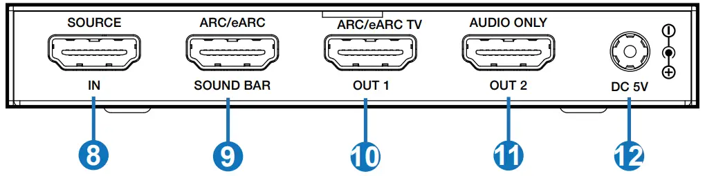 C4i HDC SWB11A 4K HDMI ARC eARC Audio Adapter -Rear Panel