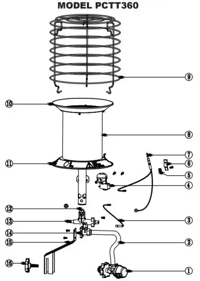 PROCOM PCTT360 Infra red Tank Top Heater - PARTS