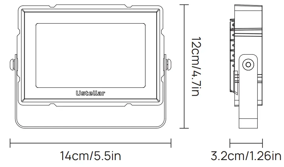Ustellar UT88873 Smart LED Flood Light - Dimension
