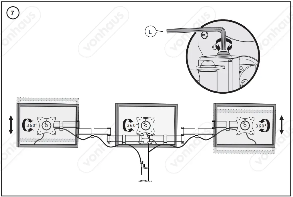VonHaus 3005084 Triple Arm Monitor Desk Mount - fig 1