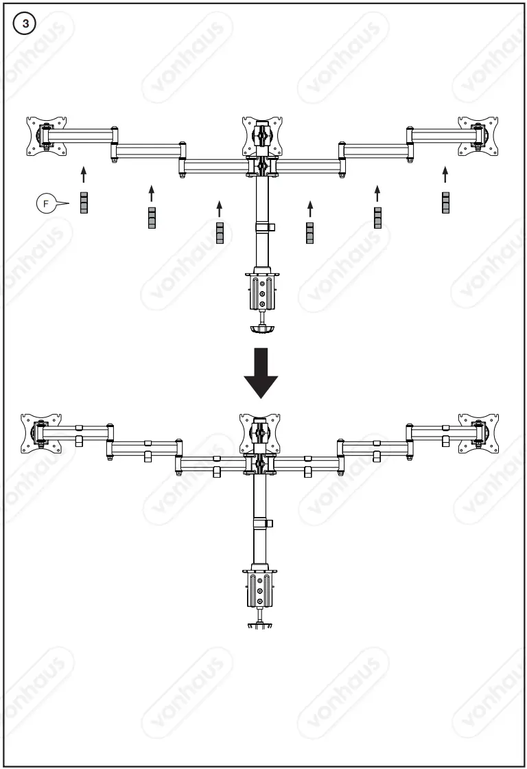 VonHaus 3005084 Triple Arm Monitor Desk Mount - fig 5