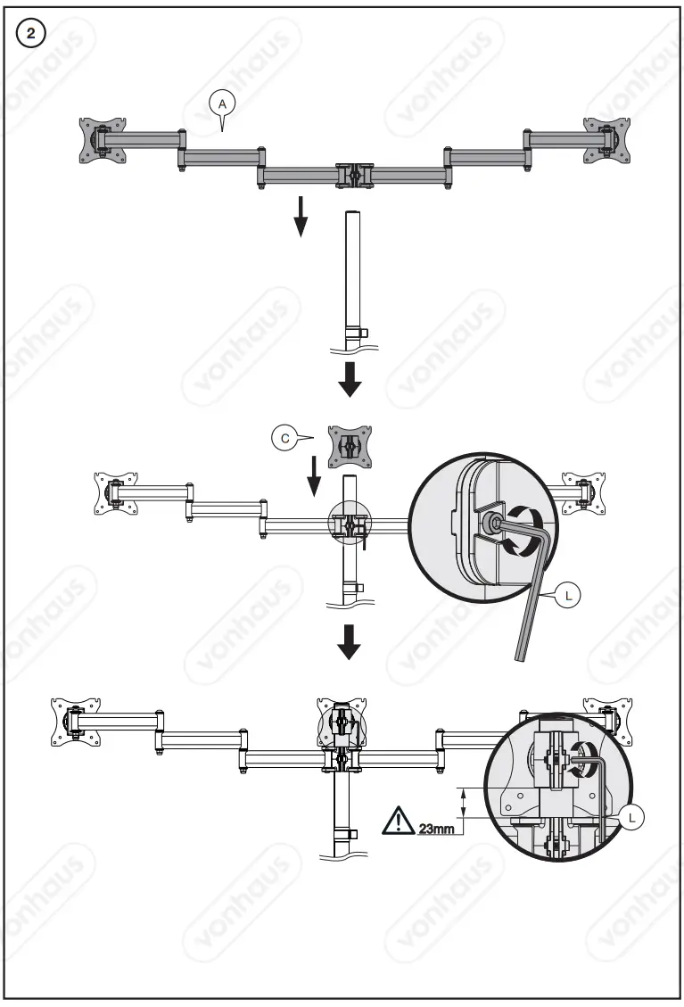 VonHaus 3005084 Triple Arm Monitor Desk Mount - fig 6