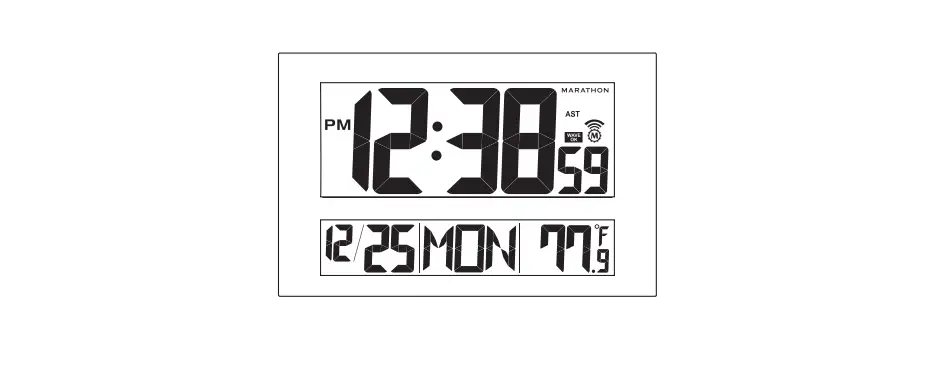 Marathon Cl030025 Jumbo Lcd Wall Clock Instruction Manual