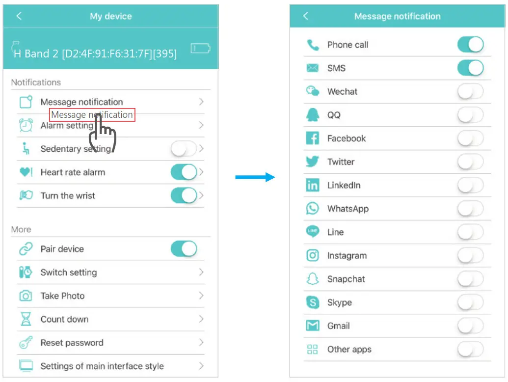 AKASO H Band 2 Fitness Tracker - Call and message reminder