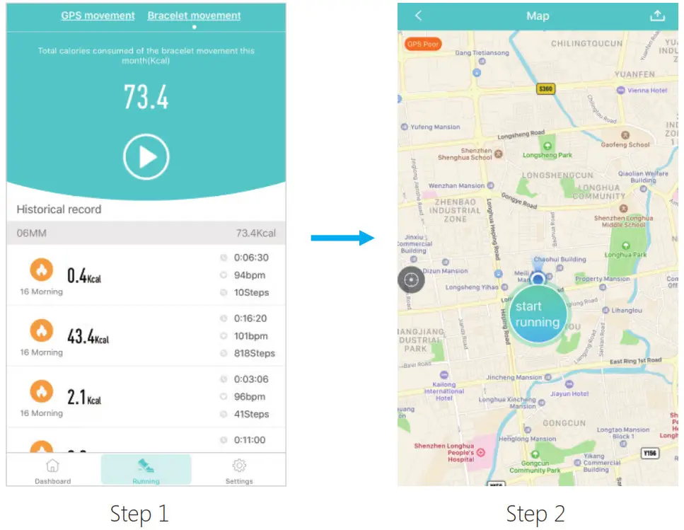 AKASO H Band 2 Fitness Tracker - enter into running mode