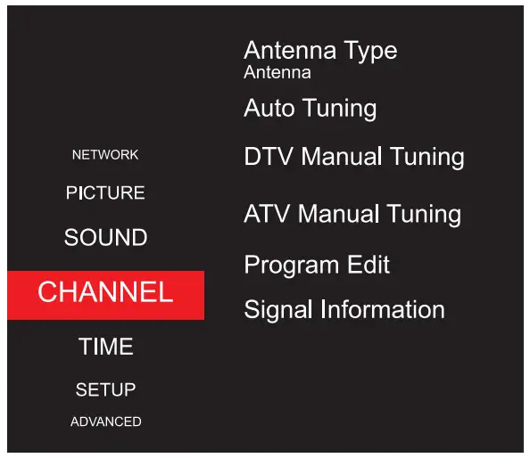 Shenzhen Qiyue Optronics D70S218 U A I 70 Inch Smart LED TV - Channel Menu