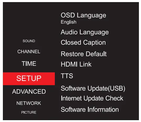 Shenzhen Qiyue Optronics D70S218 U A I 70 Inch Smart LED TV - Setup Menu