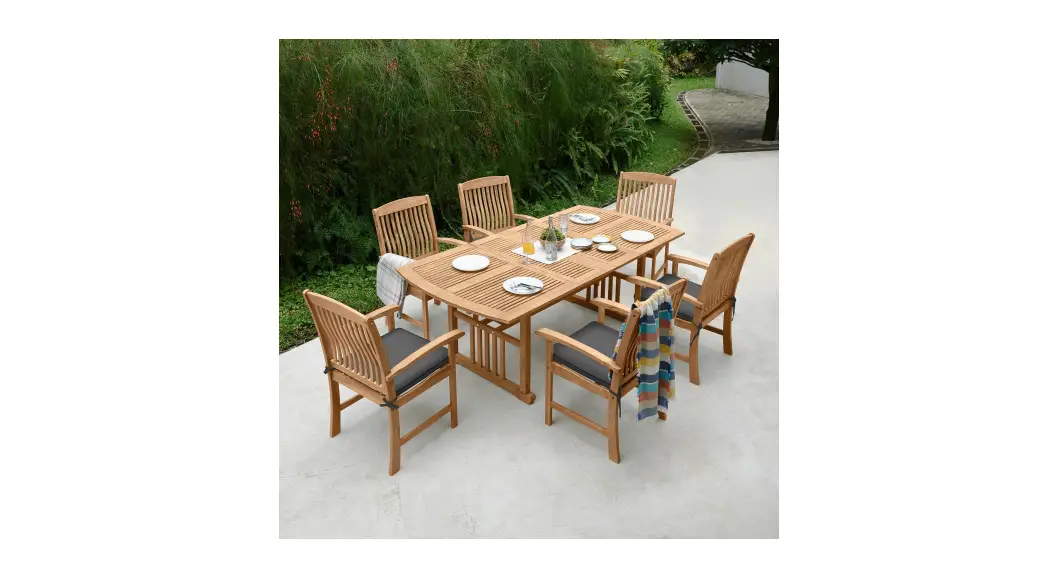 Thdstatic 7 Piece Luxury Teak Aluminum Outdoor Dining Set Instructions