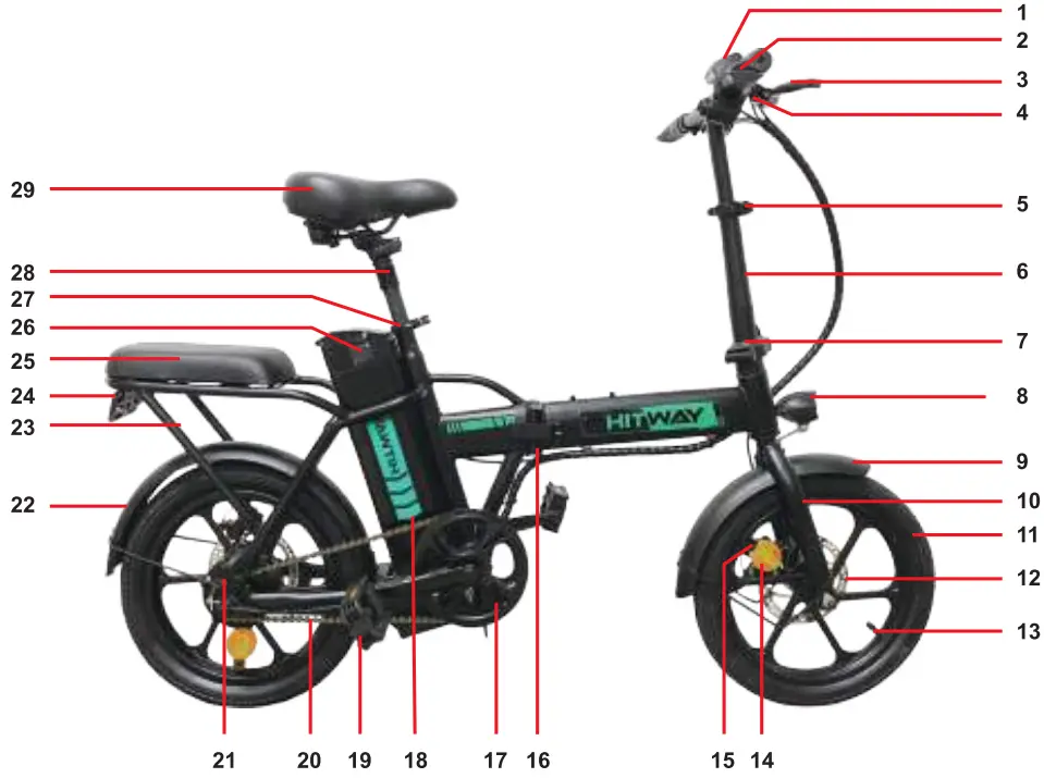 HITWAY BK5 Electrically Assisted Folding Bicycle - FIG 1