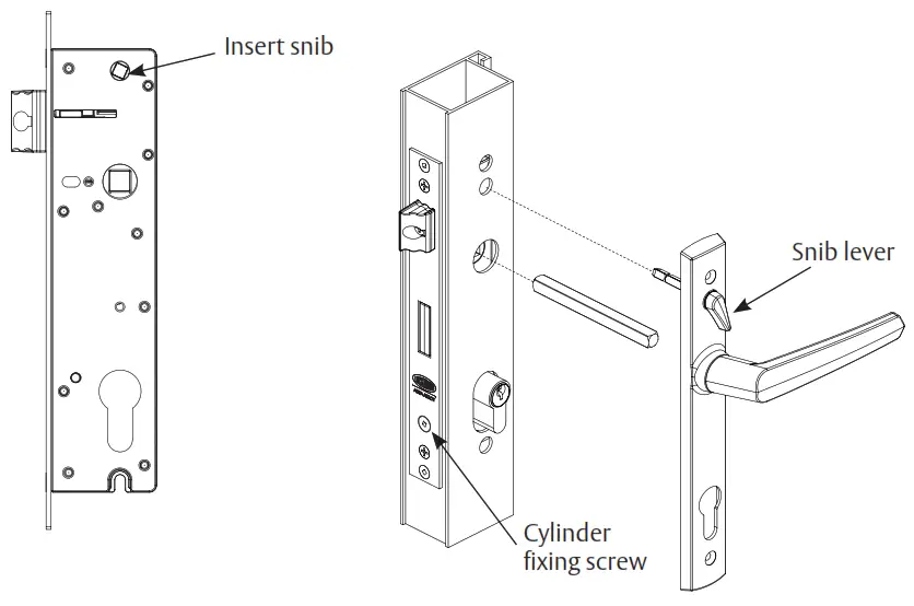 LOCKWOOD Induro Mortice Lock Palladium Xtra Furniture - Inserting snib