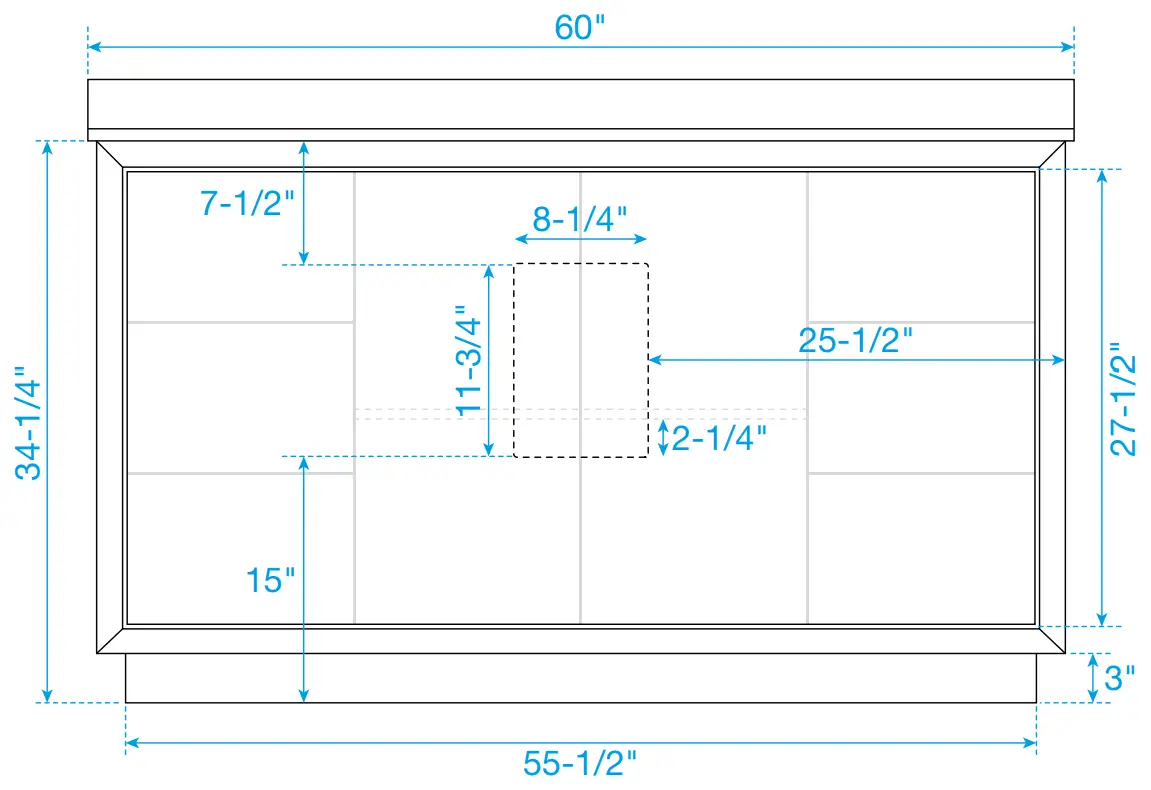 WYNDHAM COLLECTION WC 1111 60 SGL D x 35 in H Single Bath Vanity in Dark Gray - Backboard Cutouts