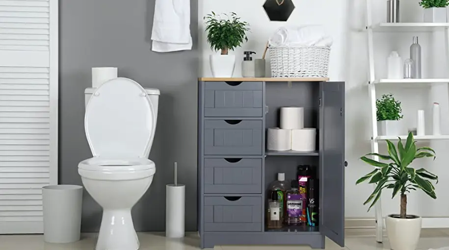 Veikous Blue Freestanding Linen Cabinet Instruction Manual