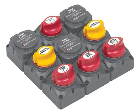 BEP 719 140A DVSR Battery Distribution Cluster for Triple Outboard Engine with Four Battery Banks -