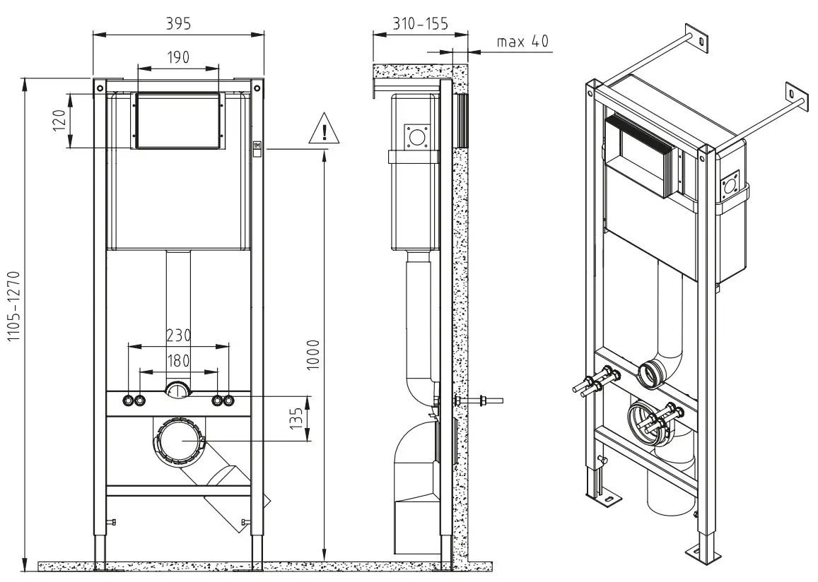 cersanit Vector S-IN-MZ-VECTOR Wall Hung Toilet System - Figure 1
