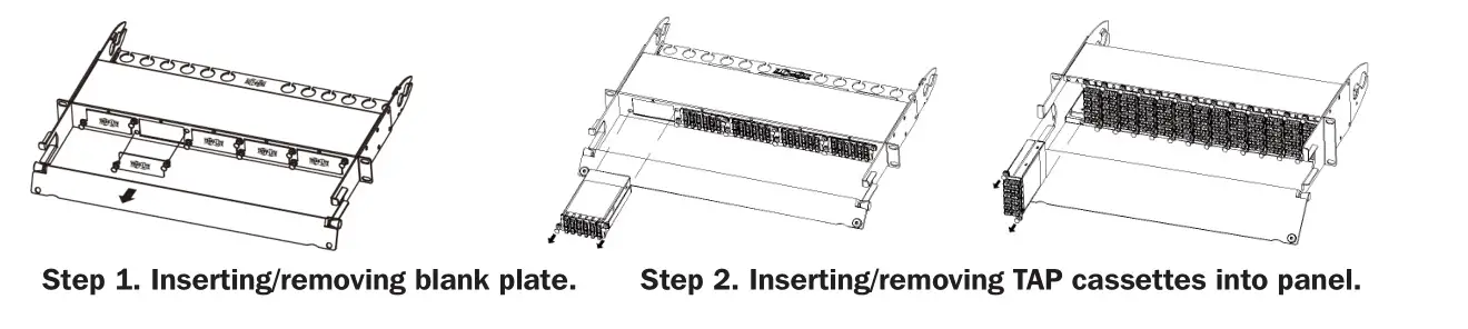 TRIPP LITE N482TAP-4SM73M8 Single Mode (4x) Duplex LC TAP Cassette - Installing TAP cassettes into panel