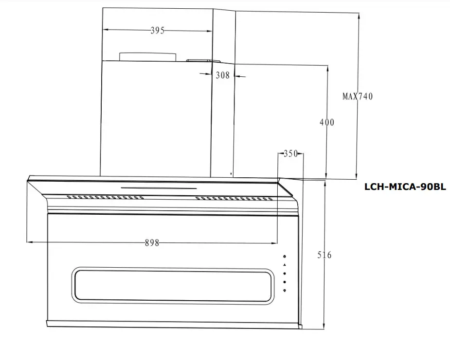LIVINOX LCH-MICA-90BL Cooker Hood - Figure 1