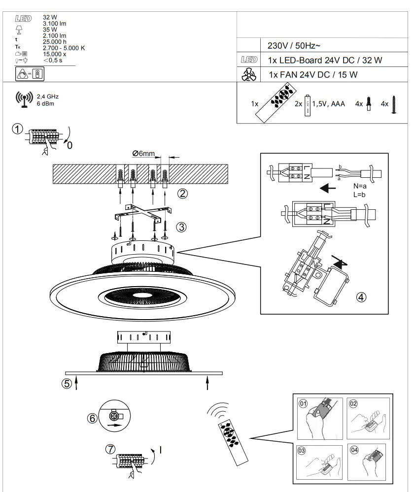 Paul Neuhaus 14642 16 FLAT AIR Ceiling Fan LED
