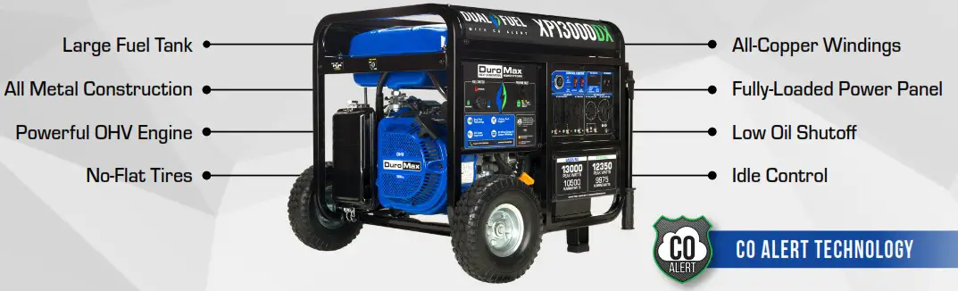 DuroMax XP13000DX Dual Fuel Portable Generator - FEATURES