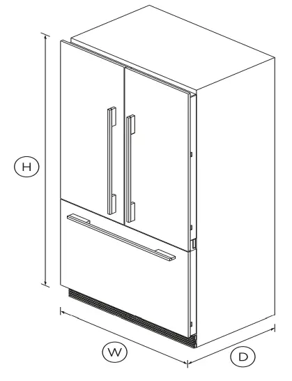 FISHER and PAYKEL RS90A3 Integrated French Door Refrigerator Freezer - DIMENSIONS